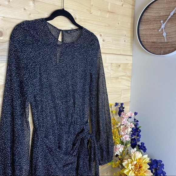 SOLD - Zara Trafaluc Sheer Polka Dot Wrap Dress - Picture 3 of 16